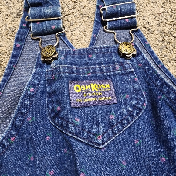 Vintage Oshkosh rosebud designs denim overalls - Picture 2 of 4